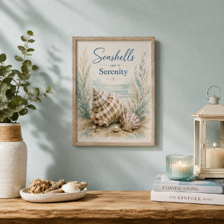 Affiche Coquillages et Sérénité Salle de bain côtière peti