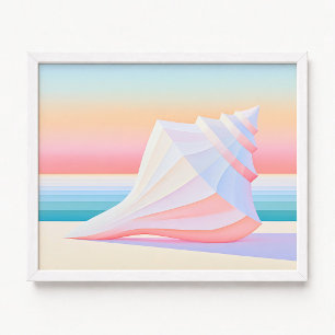 Affiche Coquille de conque à rayures ombrées pastel