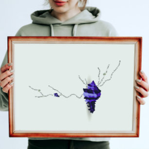 Affiche Coquille de mer bleu collage d'ivoire Japandi