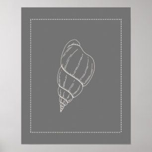 Affiche Coquille d'escargot marine de style Hamptons