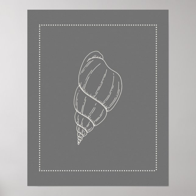 Affiche Coquille d'escargot marine de style Hamptons (Devant)