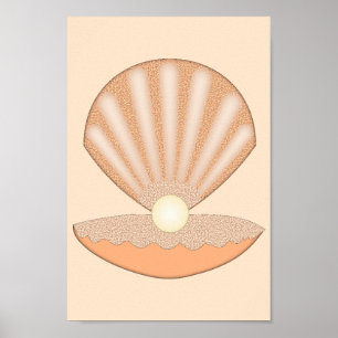 Affiche Coquille d'huître et Perle Unisexe