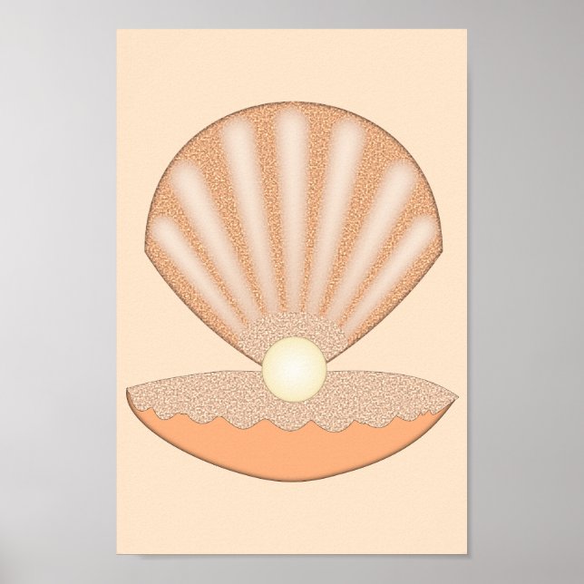 Affiche Coquille d'huître et Perle Unisexe (Devant)