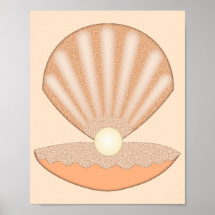 Affiche Coquille d'huître et Perle Unisexe
