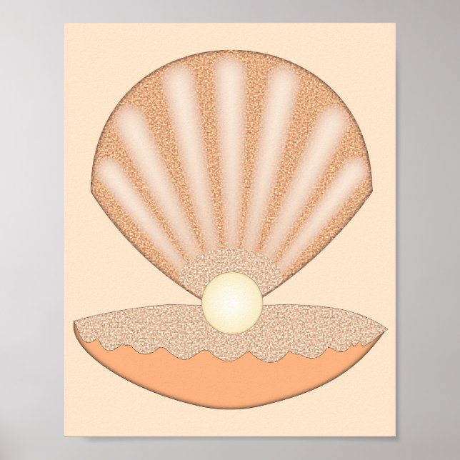 Affiche Coquille d'huître et Perle Unisexe (Devant)