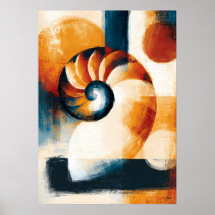 Affiche Coquille spirale Uzumaki Japonaise Abstraite Moder