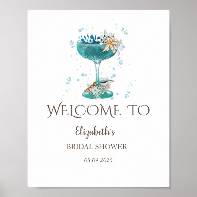 Affiche Coquilles de cocktail Shower de mariage d'été (Devant)