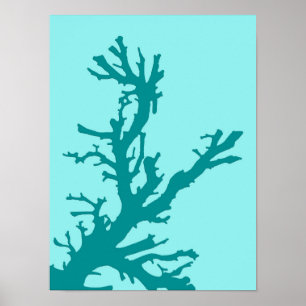 Affiche Corail Branch, Turquoise et Light Aqua