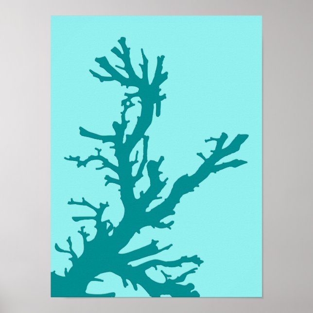 Affiche Corail Branch, Turquoise et Light Aqua (Devant)