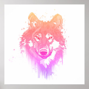 Affiche Corail Lilac rose vif Aquarelles Couleurs de loup