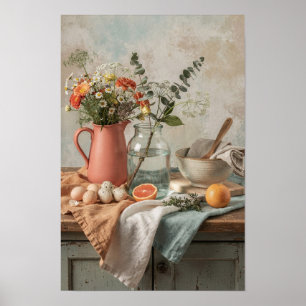 Affiche Corail Pitcher, Fleurs sauvages et Agrumes