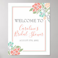 Corail & Turquoise Moderne Fête des mariées Floral