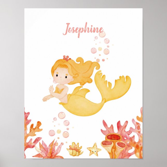 Affiche Coral Reef Dreams Mermaid personnalisable (Devant)