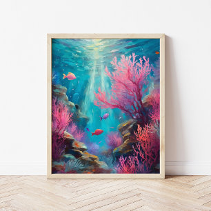 Affiche Coral Reef Océan Abstrait Art moderne