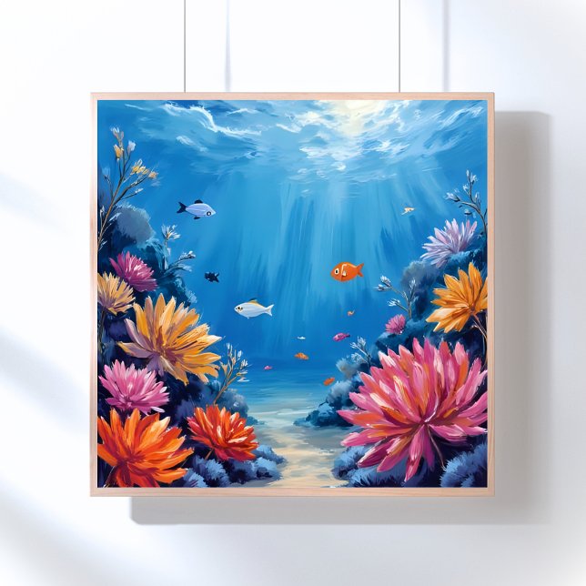 Affiche Coral Reef Under the Sea Ocean Painting (Créateur téléchargé)