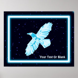 Affiche Corbeau bleu sur étoiles