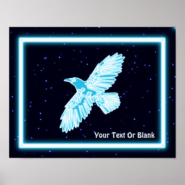 Affiche Corbeau bleu sur étoiles (Devant)