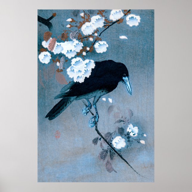 Affiche Corbeau et Fleur par Ohara Koson (Devant)