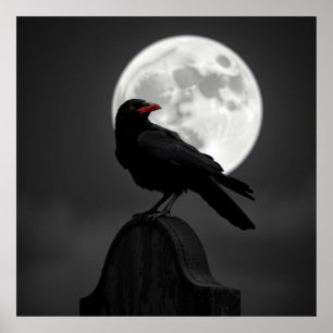 Affiche Corbeau et Pleine lune énigmatique - Mysmatic Char