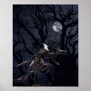 Affiche Corbeau et squelette de rat au clair de lune
