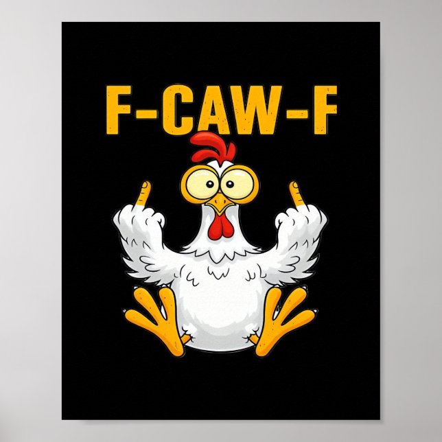 Affiche Corbeau F-Caw-F Humour Drôle Gothique (Devant)