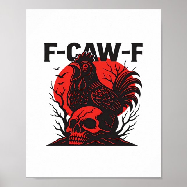 Affiche Corbeau F-Caw-F Humour Gothique Drôle (Devant)