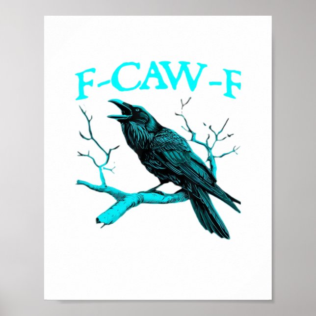 Affiche Corbeau F-Caw-F Oiseau Drôle Design Rétro Créatif  (Devant)