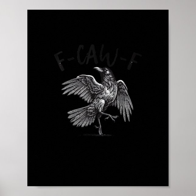 Affiche Corbeau, F-Caw-F Oiseau Drôle Graphique Rétro (Devant)