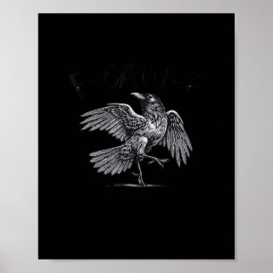 Affiche Corbeau, F-Caw-F Oiseau Drôle Lune Gothique Humour