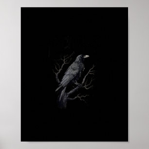Affiche Corbeau, F-Caw-F Oiseau Drôle Lune Gothique Humour