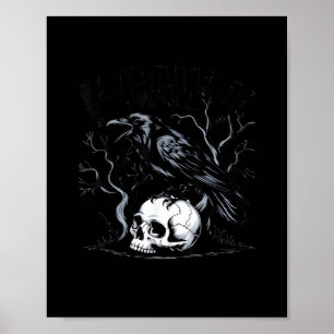 Affiche Corbeau, F-Caw-F Oiseau Drôle Lune Gothique Humour