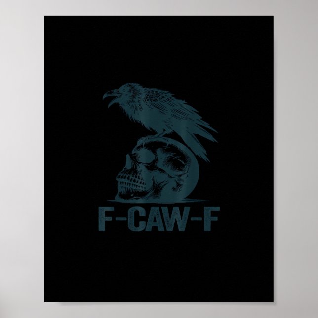 Affiche Corbeau F-Caw-F Rétro Amateur de Corbeau Drôle (Devant)