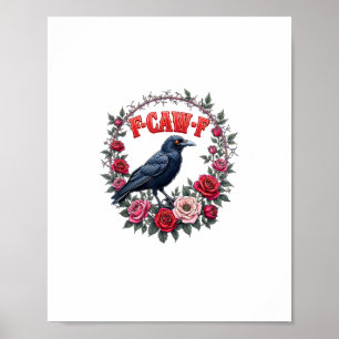 Affiche Corbeau gothique drôle Halloween F Caw F vintage