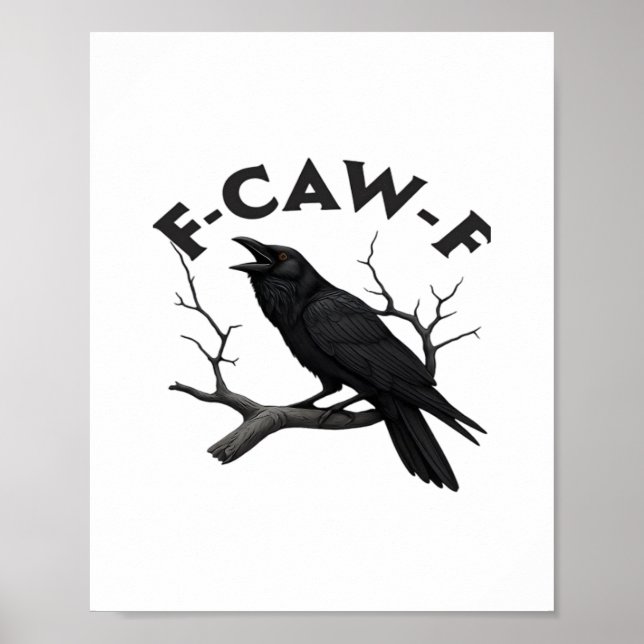 Affiche Corbeau gothique humour F-Caw-F essentiel créatif (Devant)