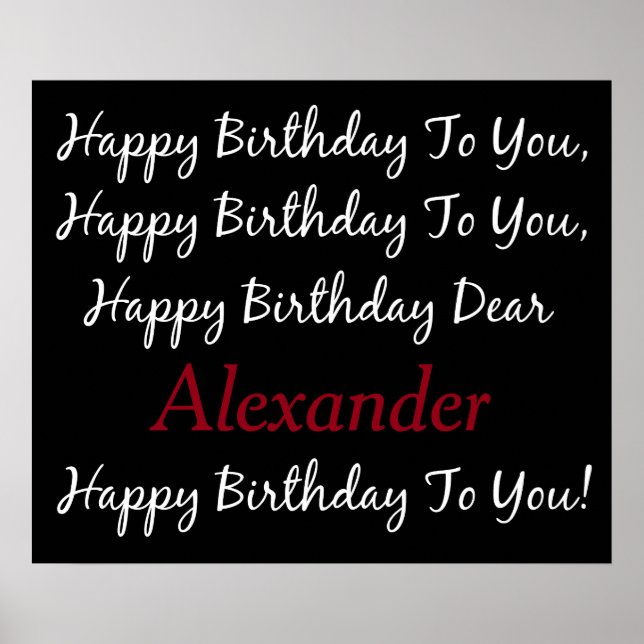 Affiche Corbeau noir et blanc Chanson d'anniversaire perso (Devant)