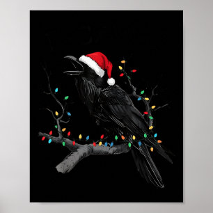 Affiche Corbeau noir, F-caw-f drôle de corbeau de Noël cha