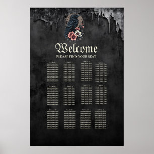 Affiche Corbeau noir majestueux assis fièrement au milieu