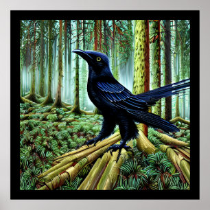 Affiche Corbeau noir rustique Woodland