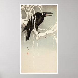 Affiche Corbeau sur une branche enneigée par Ohara Koson