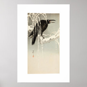Affiche Corbeau sur une branche enneigée par Ohara Koson