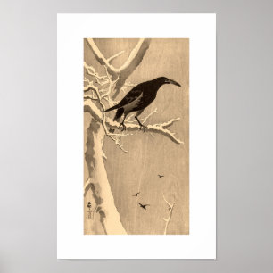 Affiche Corbeau sur une branche enneigée par Ohara Koson