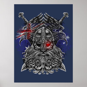 Affiche Corbeaux d'Odin épées Mythologie Viking drapeau Au