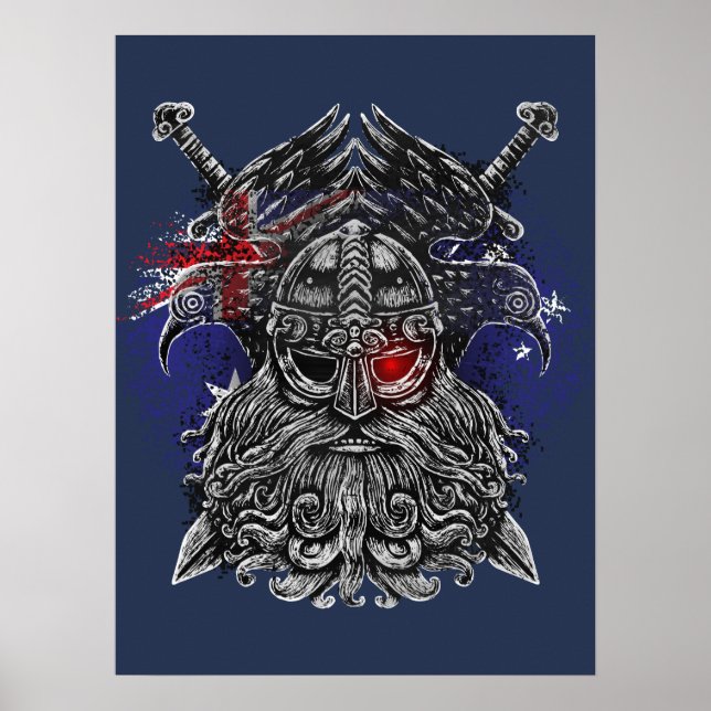 Affiche Corbeaux d'Odin épées Mythologie Viking drapeau Au (Devant)