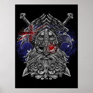Affiche Corbeaux d'Odin épées Mythologie Viking drapeau Au