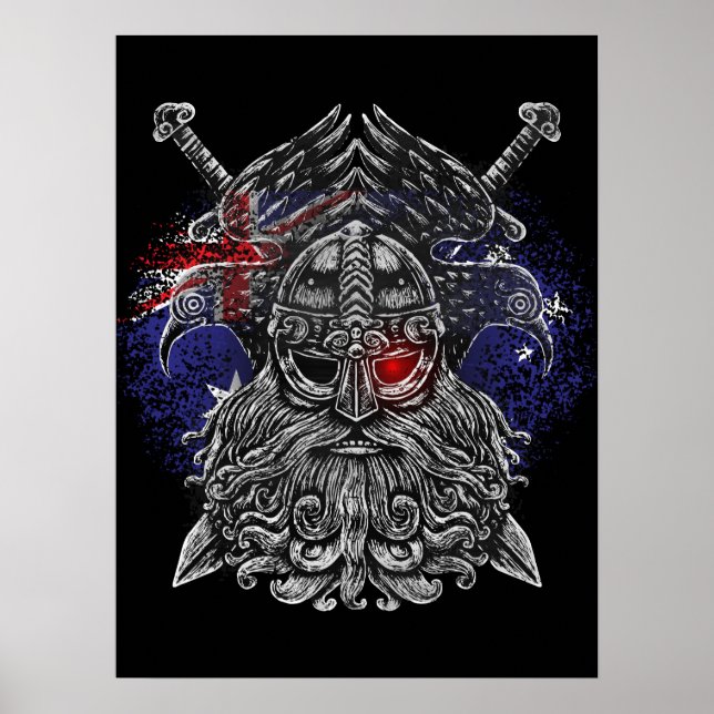 Affiche Corbeaux d'Odin épées Mythologie Viking drapeau Au (Devant)