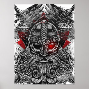 Affiche Corbeaux d'Odin épées Mythologie Viking drapeau Ca