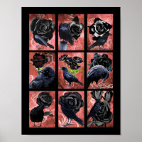 Corbeaux et corbeaux rose noirs collage d'art goth