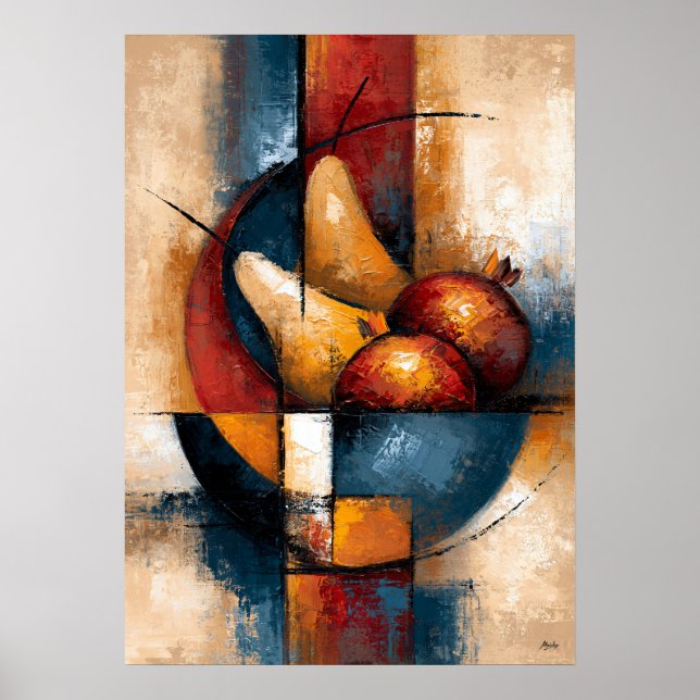 Affiche Corbeille de fruits abstraite Nashi Zakuro avec de (Devant)