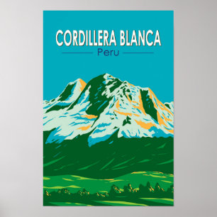 Affiche Cordillère Blanche Pérou Voyage Art Vintage