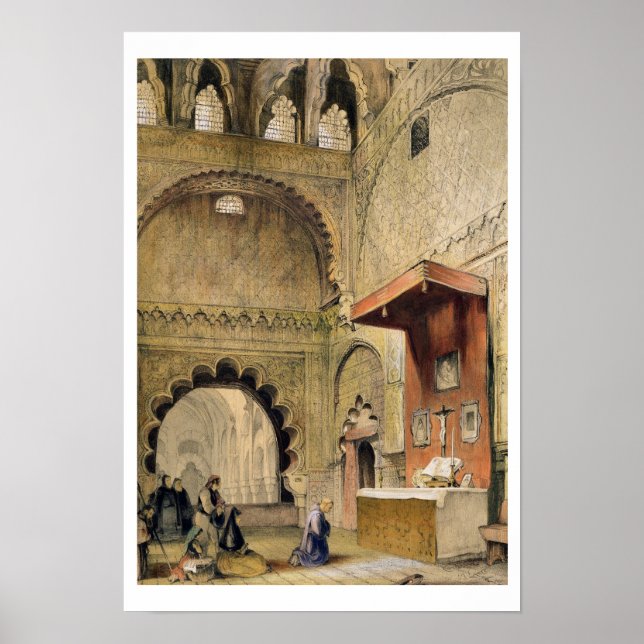 Affiche Cordoba: Monk praying at a Christian altar in the (Devant)
